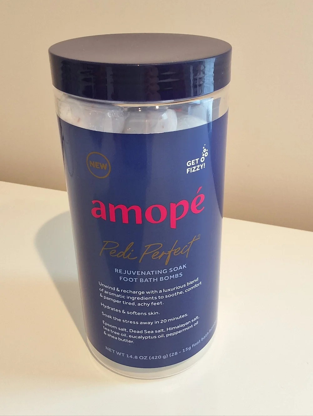 Amopé Pedi Perfect Rejuvenating Foot Soak Foot Bath Bombs, 28 Count, NEW,14.8 OZ
